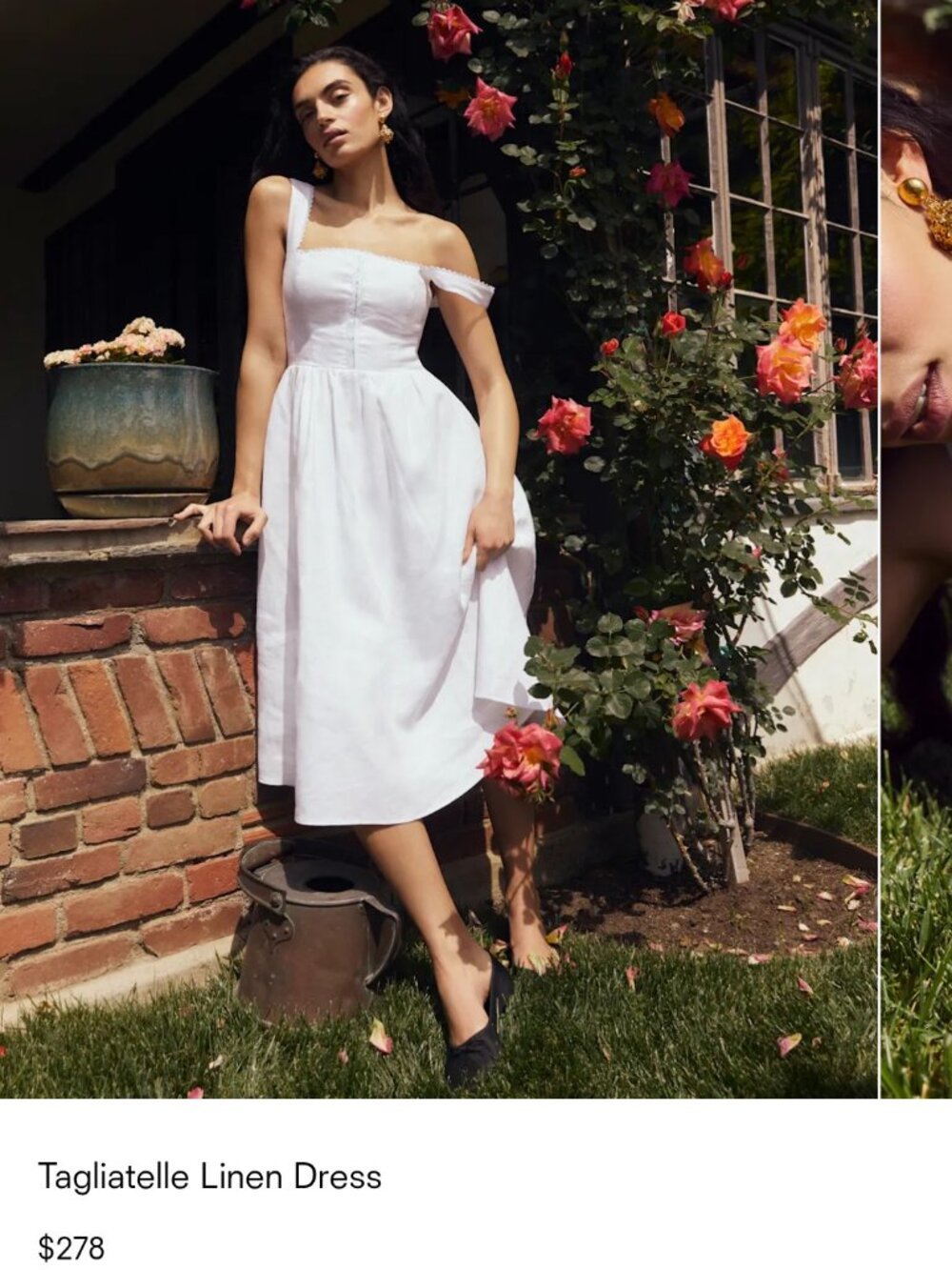Reformation Tagliatelle white linen midi dress